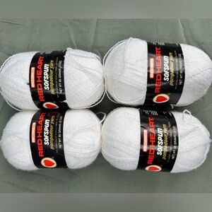 Red Heart Super Sport Yarn White Lot of 4
